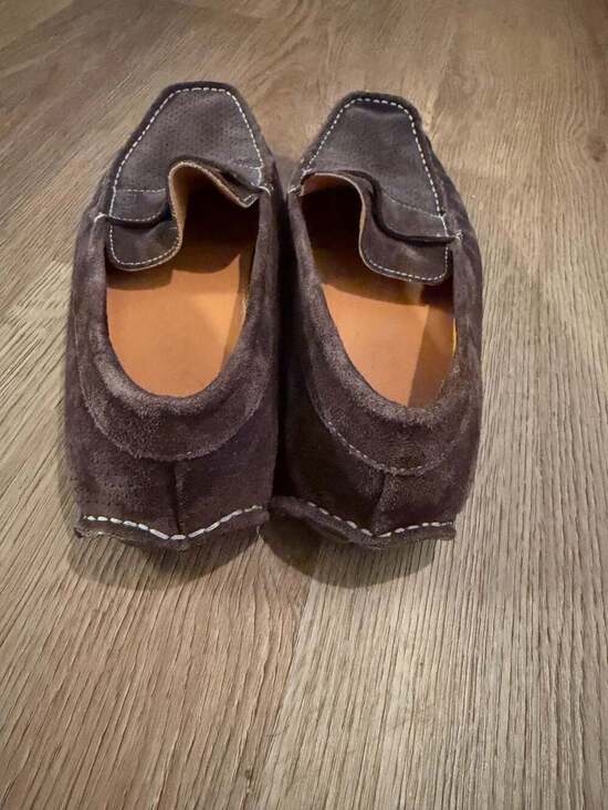 Prada Men\'s Brown Suede Perforated Penny Loafers Size 45 main image 5